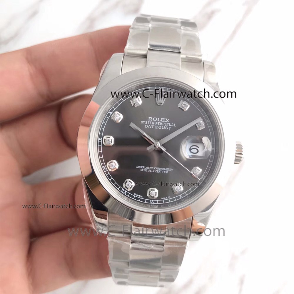 Swiss Quality Rolex Datejust II 41 Copy Watch Diamond Grey Dial